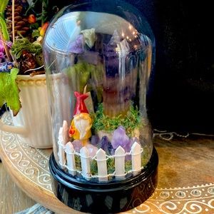 Handmade Flourite Crystal Gnome Fantasy Dome Display
